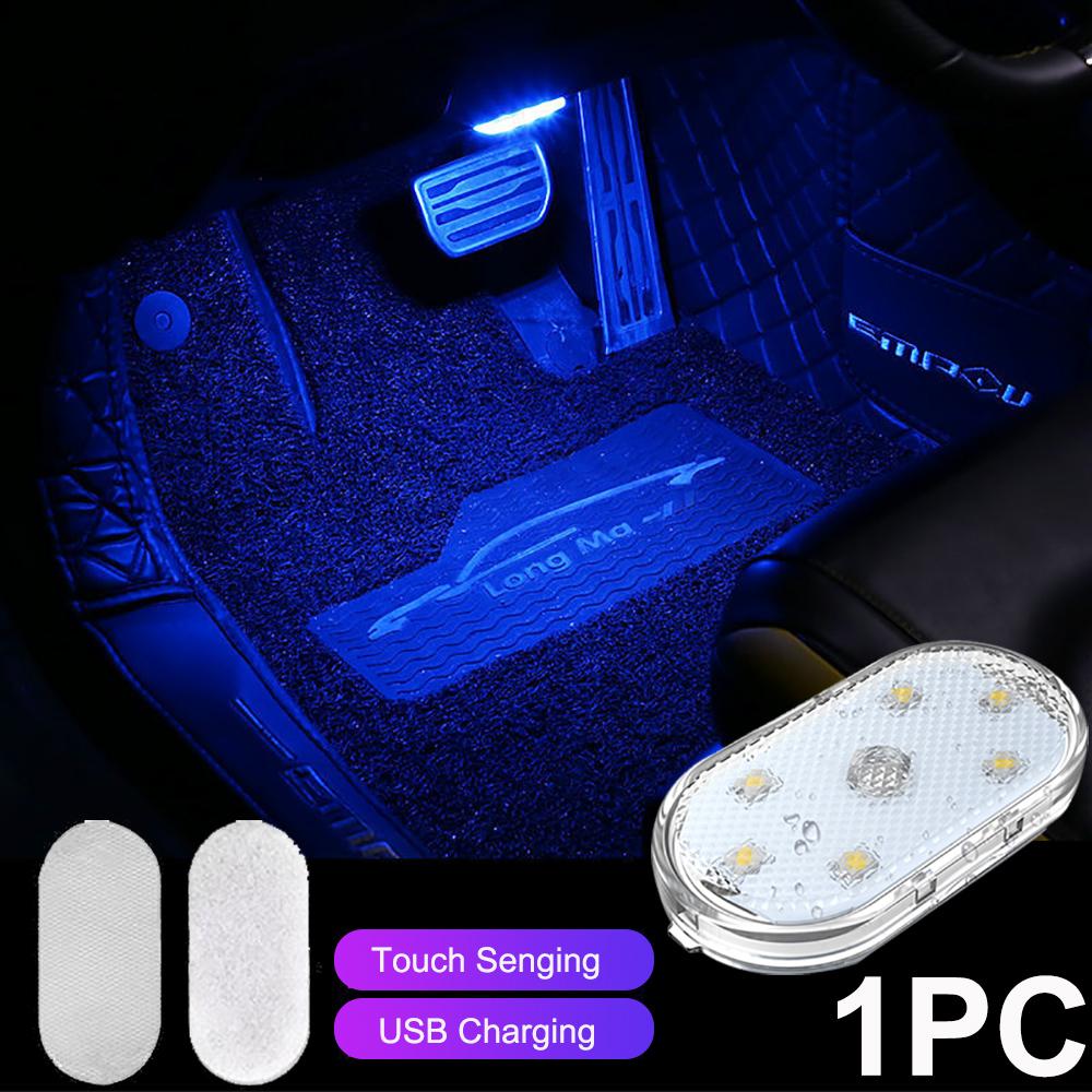 Velcro Adsorption LED Car Touch Lights Interior Dome Light Auto Roof Ceiling Reading Lamps Trunk USB Charging 6 LED Car Atmosphere Lamp