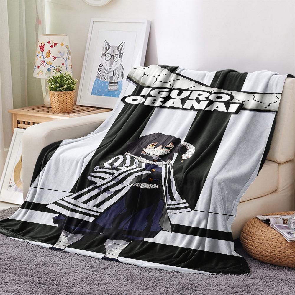 1PC Demon Slayer Art Patterned Flannel Blanket Suitable For All Seasons For Home Decor Warmth And Comfort Gifts Holiday Present
