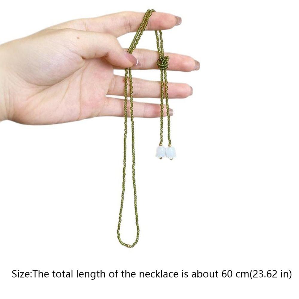 New Lily of The Valley Beads Necklace Pearl Green Sweater Chains Crystal Collar Choker Women