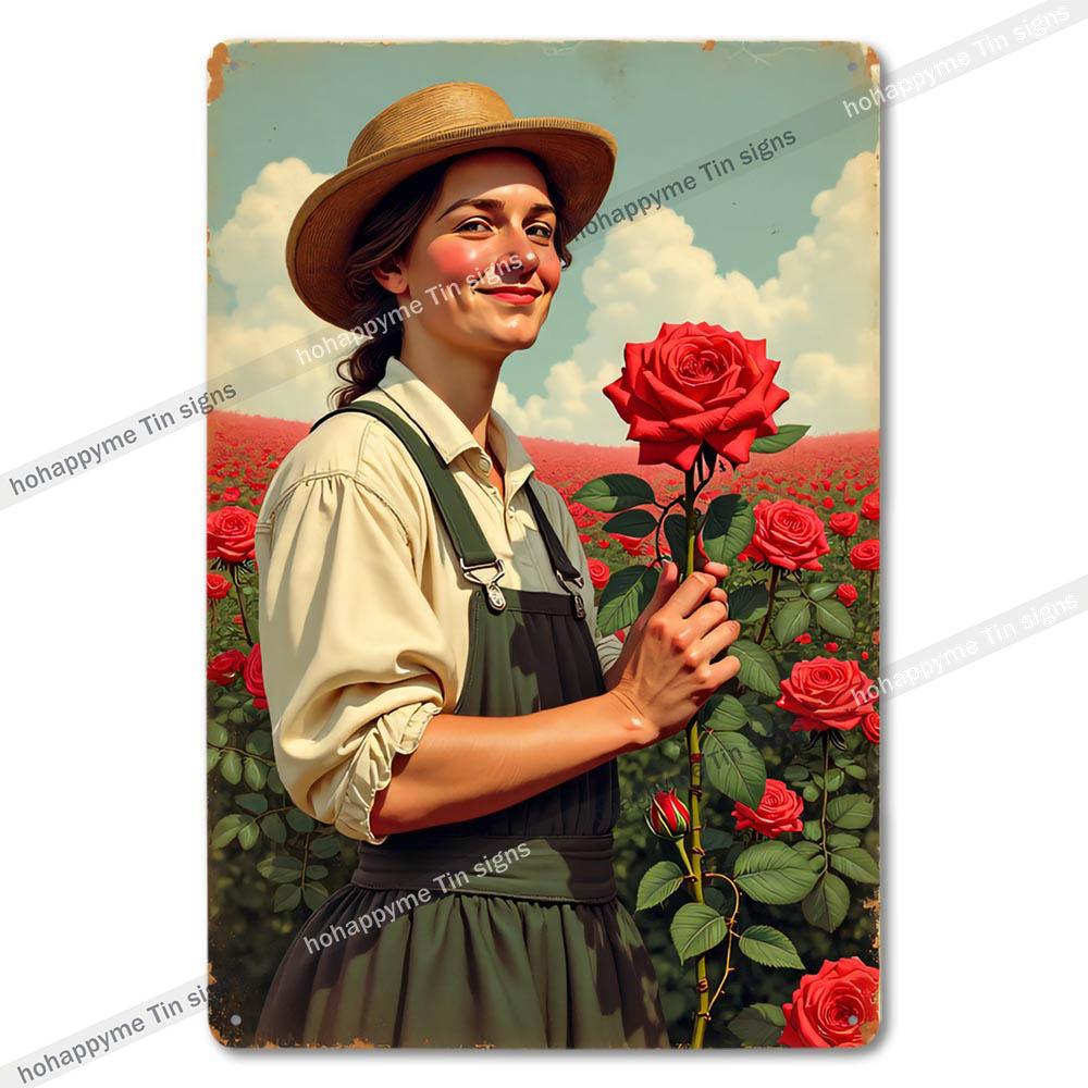 Retro Floral Metal Tin Signs Home Decor Wall Art Garden Farmhouse Country Kitchen Bathroom Living Room