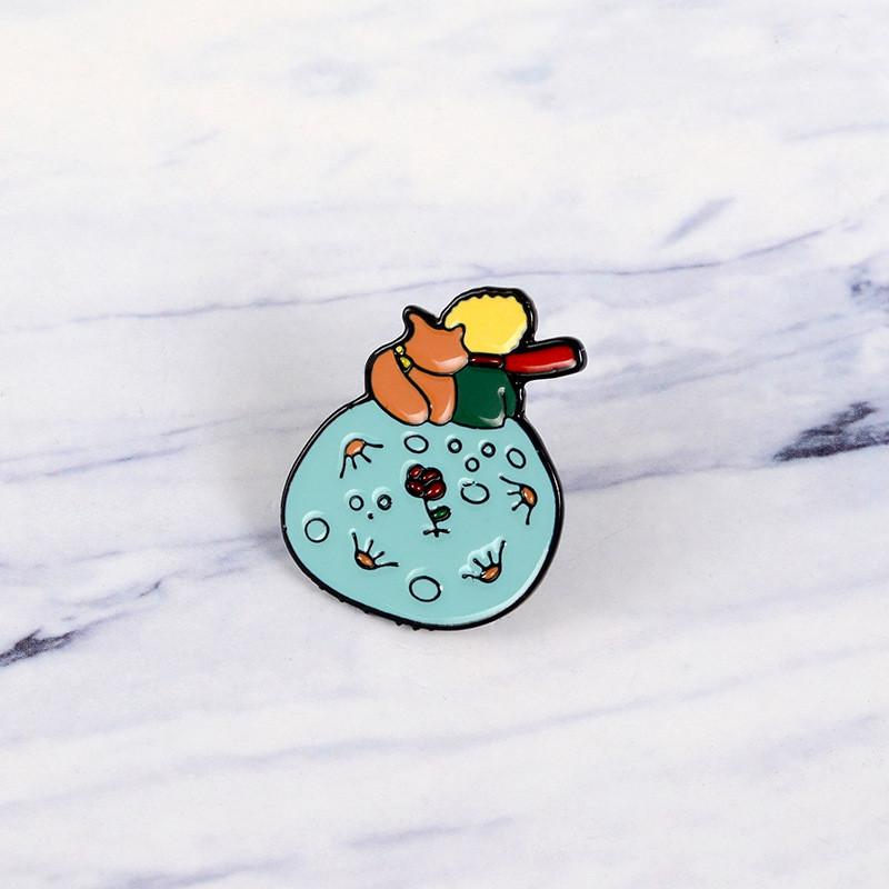 Синяя эмаль Уникальная брошь-пинка с мультяшным персонажем Стильный значок из сплава для ношения Унисекс