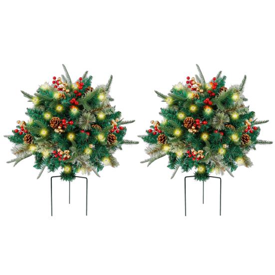 Освещенная рождественская елка, стойка для праздничных кашпо на батарейках, украшение 16 дюймов, искусственная рождественская сосна