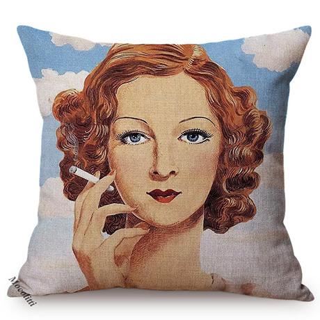 Nordic Surrealism Abstract Oil Painting Art Home Decor Cushion Cover Famous Painter Rene Magritte Works Linen Sofa Pillow Cover