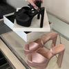 Eilyken Новый Дизайн Кристалл Неглубокий Квадратный Носок Женские Сандалии Сексуальные Высокие Каблуки Ремешок с Пряжкой на Лодыжке Вечерние Банкетные Туфли