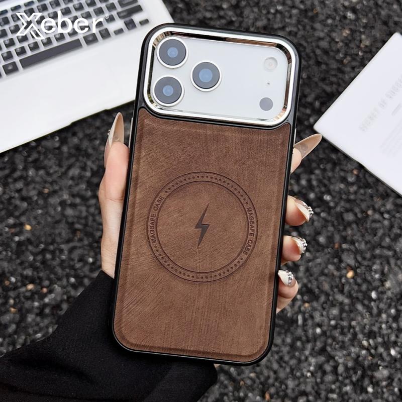 Беспроводная зарядка Магнитный кожаный чехол Для iPhone 17 16 15 14 13 12 11 Pro Max Plus Для Magsafe Бампер Ударопрочный чехол