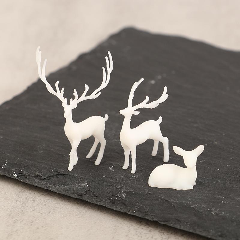 1Pc Mini Resin  Deer Christmas Forest Elk White Dessert Table Decor Merry Christmas Decor For Home Kids  Year Gift