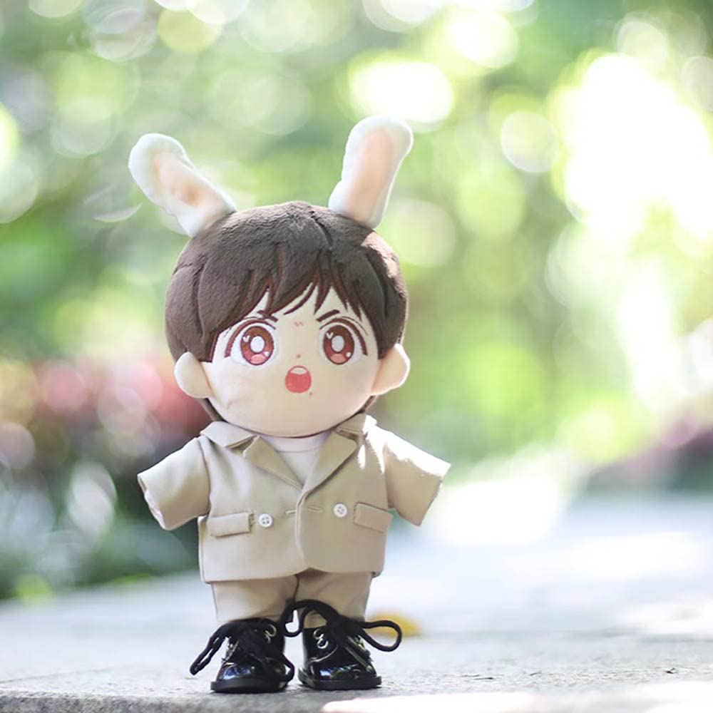 Nianniyhouse 20 см Кукольная одежда цвета молочного чая, костюм для плюшевых игрушек, топ, белые штаны, хлопковая кукольная одежда, детская кукольная одежда, футболка