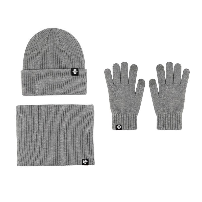 Winter Warm Thickened Hat Scarf Gloves Three-piece Set Windproof Adult Knitted Hat