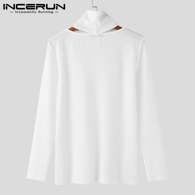 INCERUN Мужские трикотажные топы с нагрудником и длинными рукавами, повседневные пуловеры