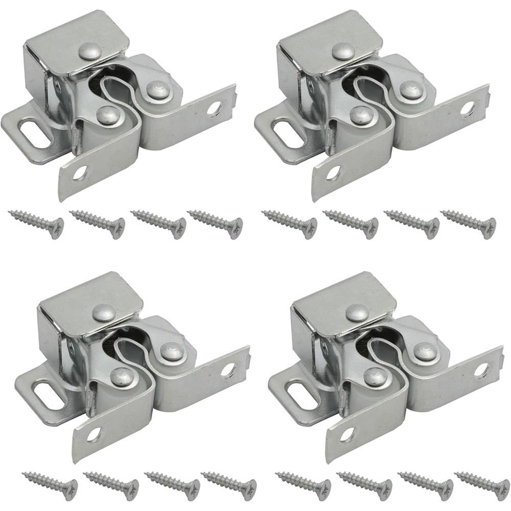 Door Catches Latches, 4 Pack Double Roller Strong Hold Cupboard Cabinet Door Catches, Double Roller Catches Cabinet Catches Door Latches