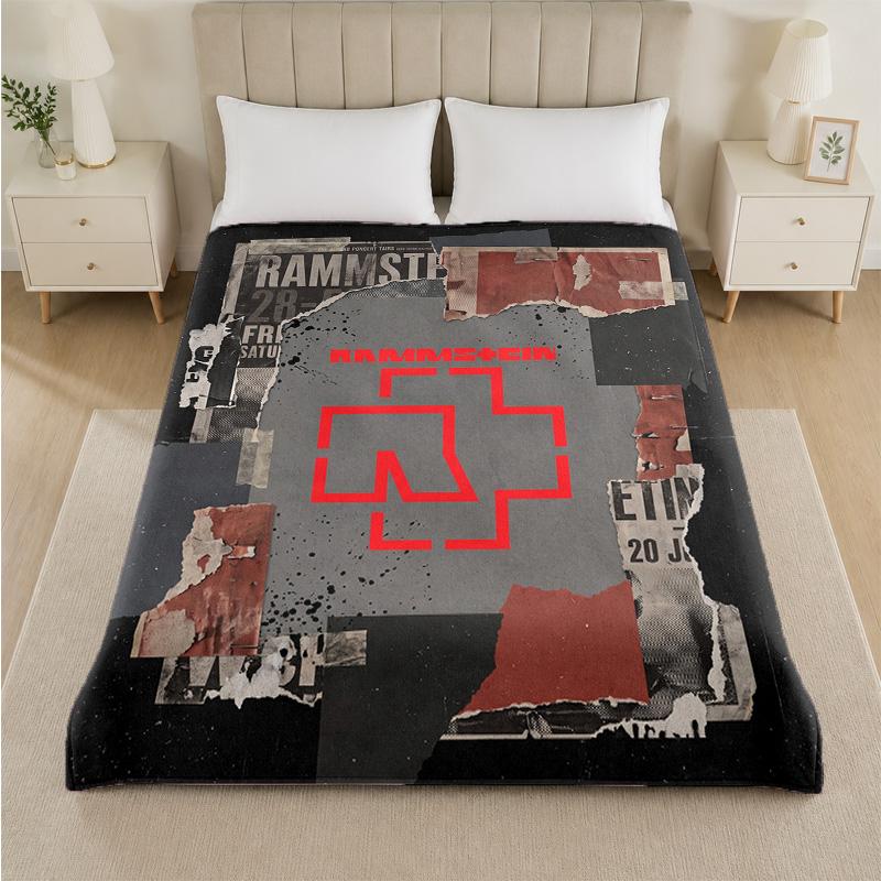 Rammstein Print Flannel Blanket Cozy Lightweight Plush Throw Blanket For Bed Sofa Household Use