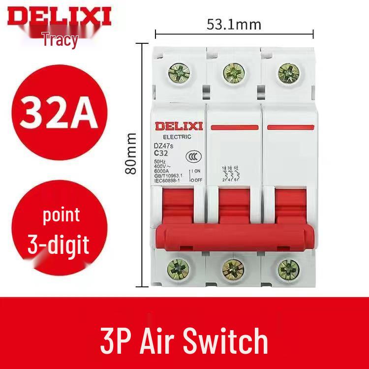 Миниатюрный автоматический выключатель Delixi DZ47: 1P/2P/3P/4P, 220В Однофазный на 380В Трехфазный Воздушный Выключатель для Домашнего Использования.