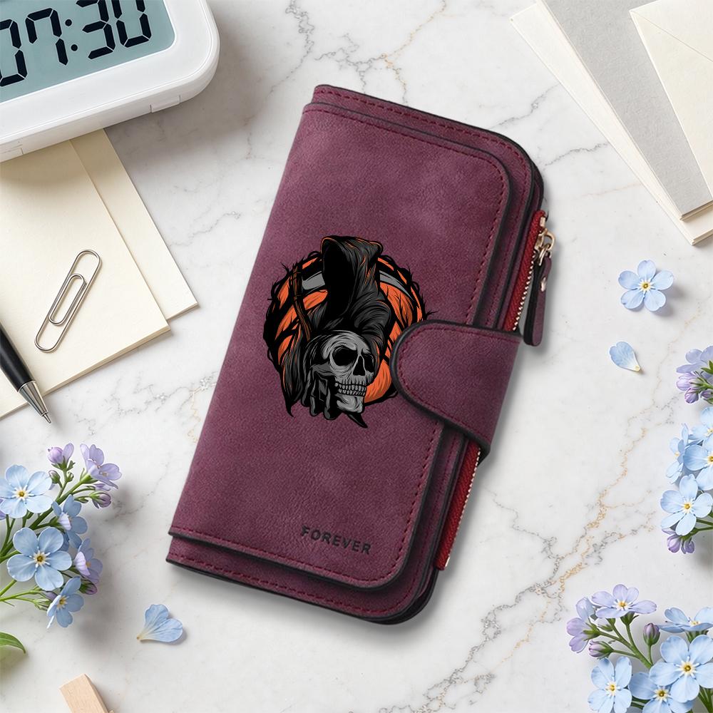Gothic Skull Pattern Long Wallet Forever Stylish Purse for Daily Use