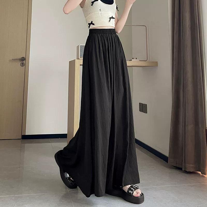 Ice Silk Casual Wide-leg Culottes Women's Summer Thin Section High Waist Thin Loose Drape Big Hems Mopping The Floor Yamamoto Trousers