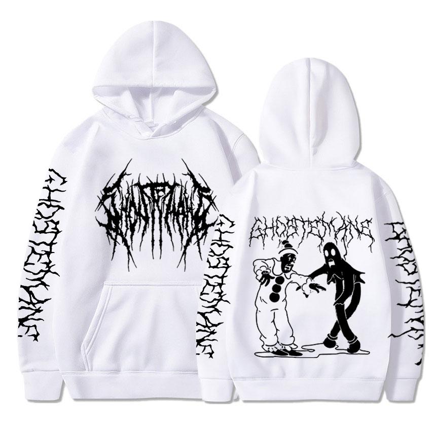 Худи Ghostemane с принтом на обоих рукавах Мужская Мода Хип-Хоп Металл Рок Худи Готическое Оверсайз Толстовка Спортивный костюм Уличная одежда
