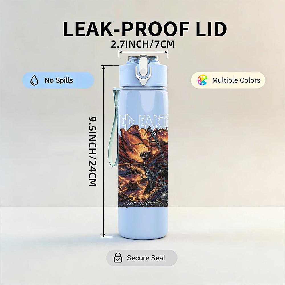 1PC Dark Horror Band Colorful Grunge Print 750ml Portable Sports Water Bottle Leakproof Gym Outdoor Travel Drink Cup