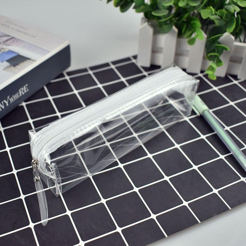 Transparent Zipper Pencil Case Pen Bag Cosmetic Makeup Pouch Sundries Organizers Stationery Gifts School Supplies