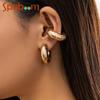 Толстые зажимы для ушей в стиле панк для женщин без пирсинга, геометрические серьги-клипсы, простые манжеты для ушей, ювелирные изделия, индивидуальные ювелирные изделия, металлические аксессуары