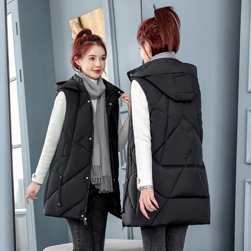 Осенне-зимний пуховый хлопковый жилет женский длиной до колена свободный жилет большого размера верхняя одежда жилет куртка