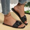 Fashion 2024 New Woman Summer Flat Sandals Plus Size Round Buckle Solid Flats Female Casual Slippers Ladies Women Fashion Beach Shoes