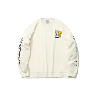 Li Ning CF Su Series Sports Casual Printed Pullover Sweatshirt Unisex Sweatshirt Off-White AWDR384-1