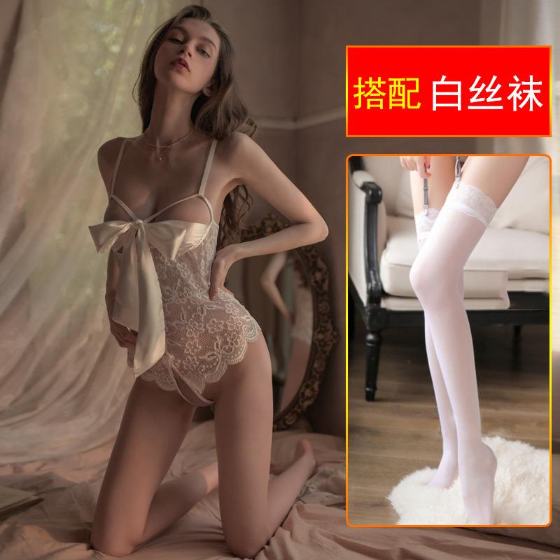 Sex underwear free small chest sexy lace suspender transparent hollow one-piece pure passion uniform