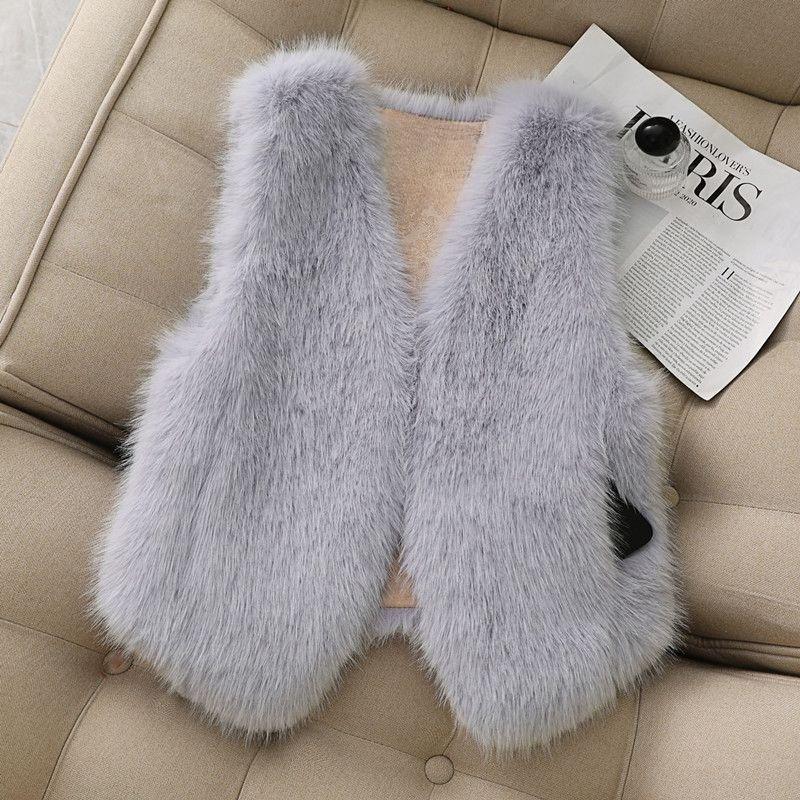 Осенне-зимний жилет из искусственного лисьего меха, короткое красное пальто для женщин, милые и теплые топы