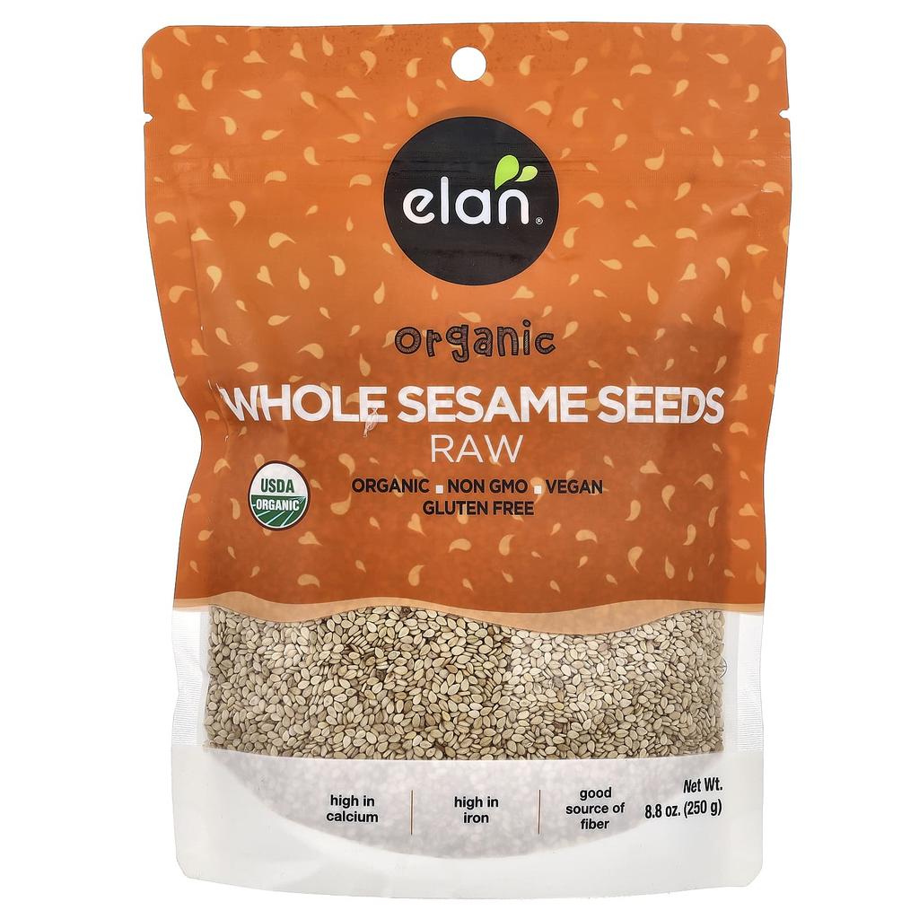 Elan Organic Whole Sesame Seeds, Unprocessed, 250g (8.8oz)