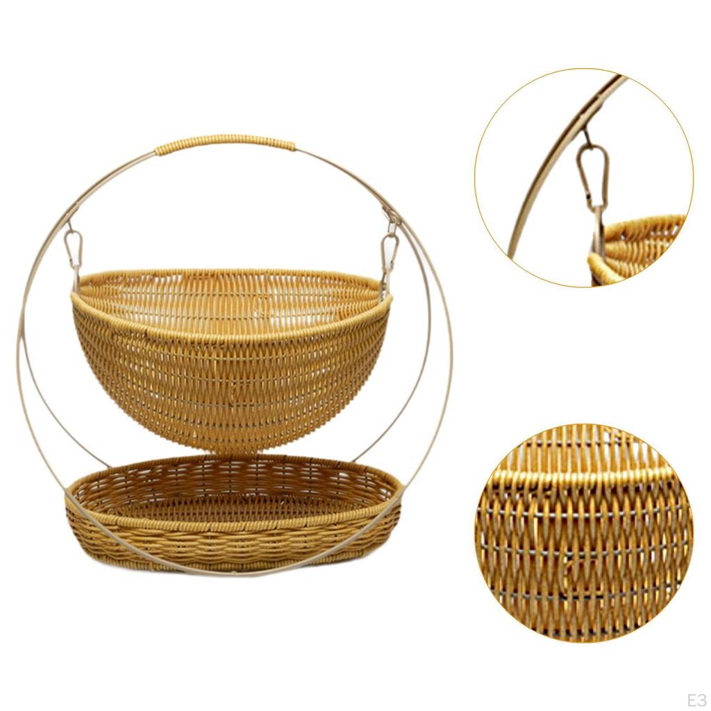 2-х уровневая корзина для хранения плетеная деревенская легкая 2-х уровневая корзина для дома