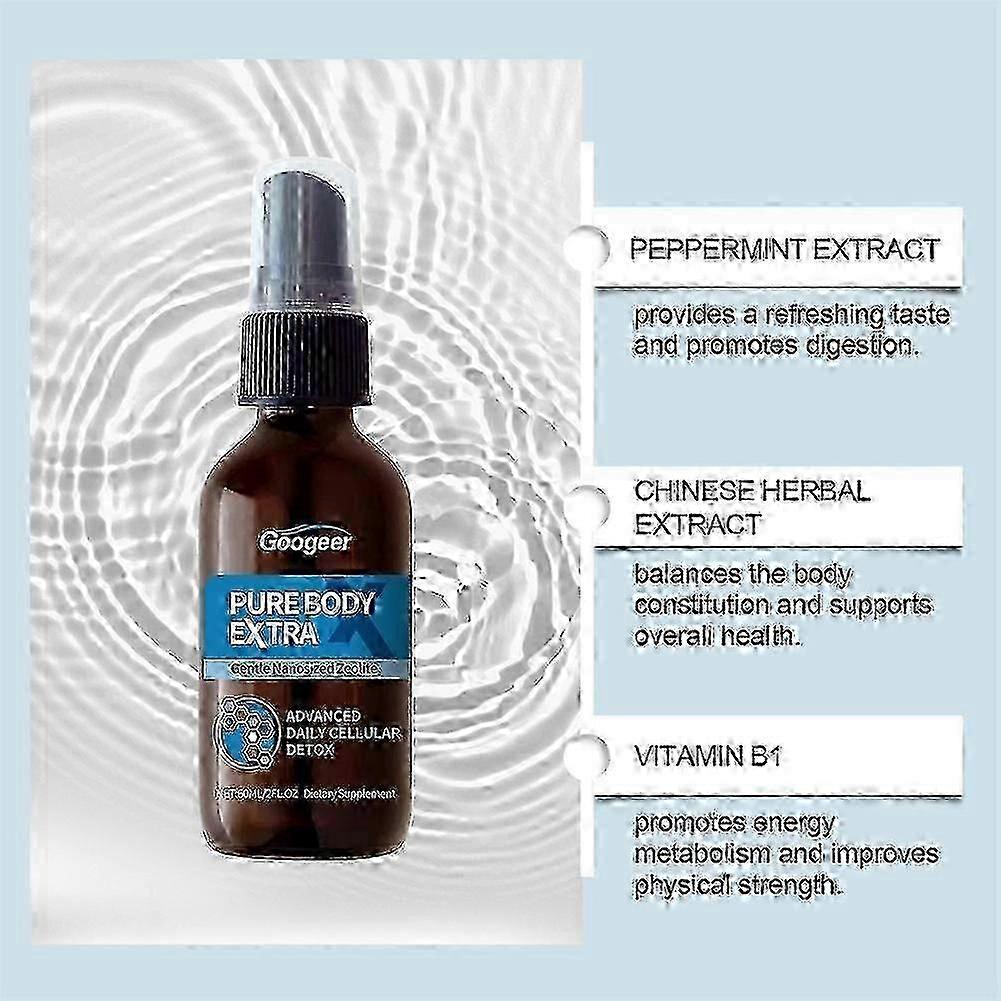 Pure Body Extra Nanosized Zeolite Spray Natural Daily Detox for Women Men Travel-Friendly Body Care Freshness