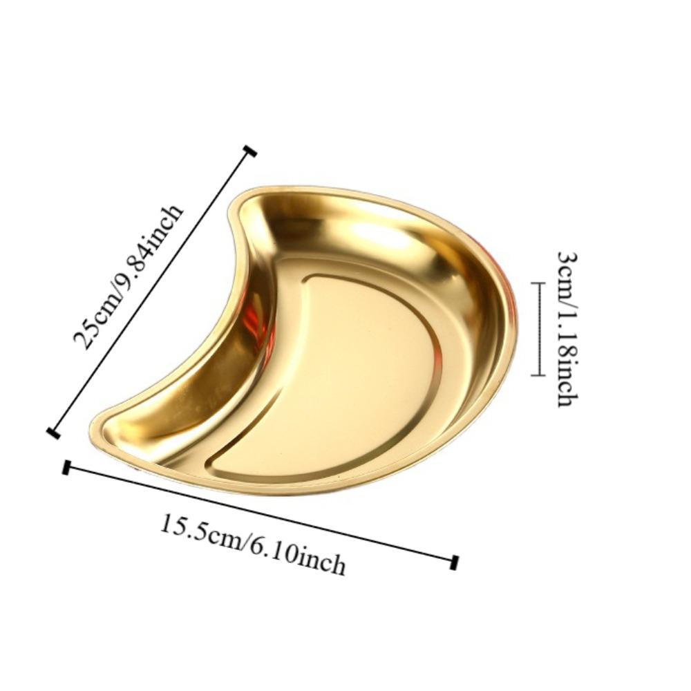 Mutifunctional Half-Moon Metal Trays Funny Child Plate Dinnerware Vegetable Plate Family Reunion