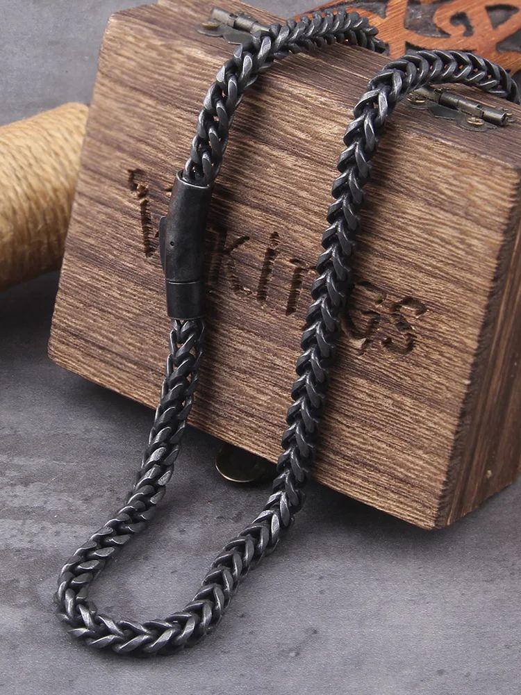 Викинг литой кубинская цепь мужской тонкий браслет и ожерелье из нержавеющей стали полированная цепь с четырехгранной огранкой подарок парню