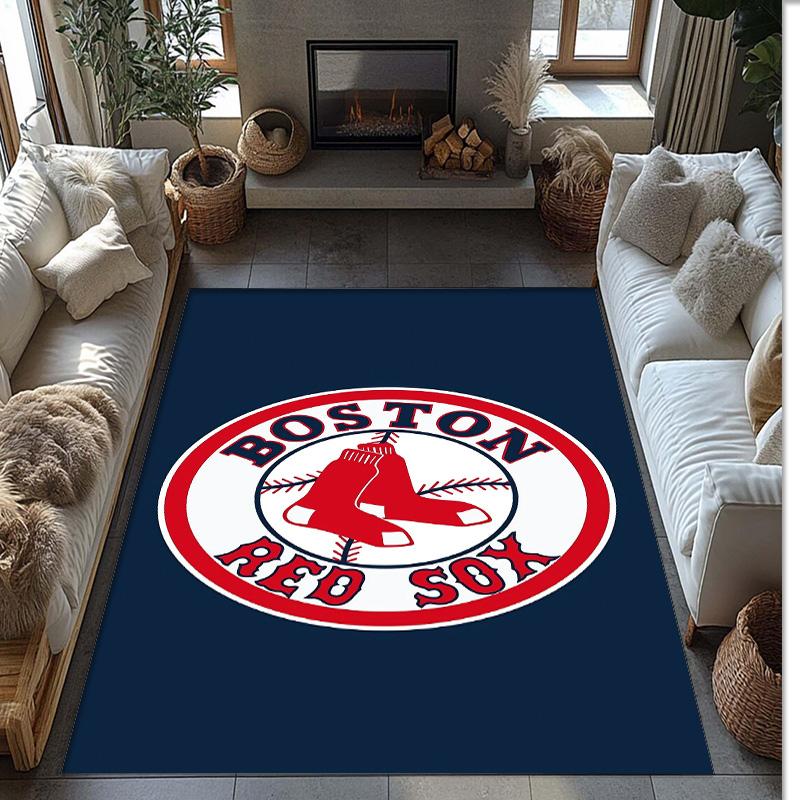 Boston Red Sox Crystal Velvet Carpet Soft Anti?Slip Floor Mat Comfortable Home Living Room Bedroom Decor Rug