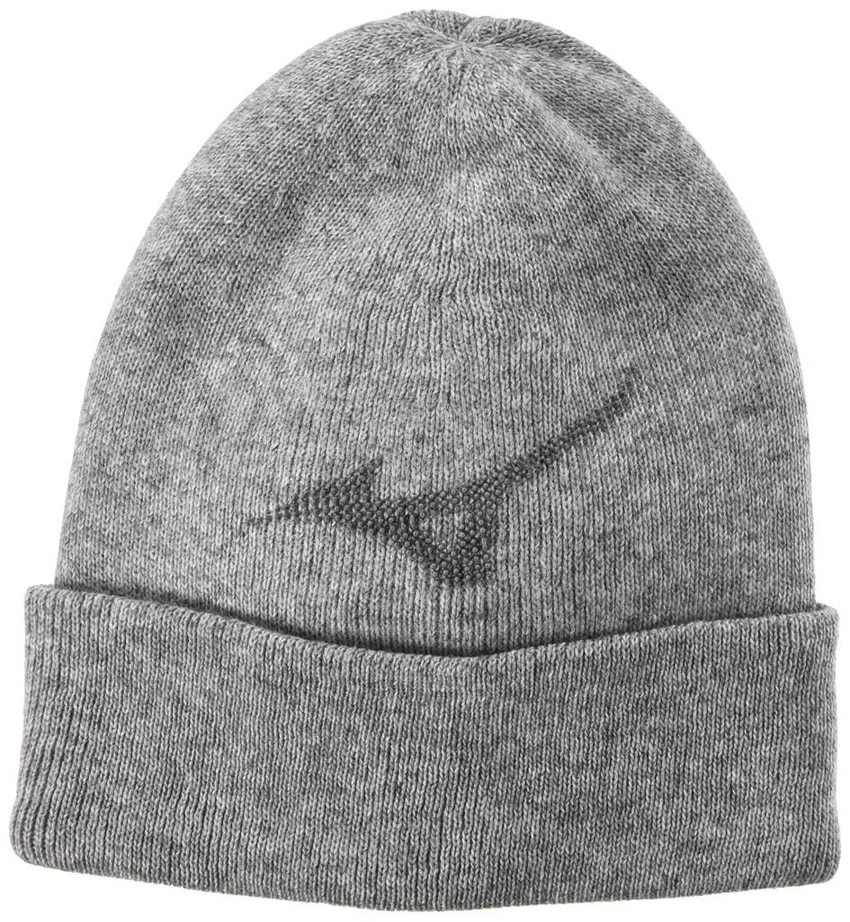 Mizuno Breath Thermo RB Logo Knit and One Size Fits All Cap, Men's E2MW1505, Moisture-Wicking Heat-Retaining, Gray,