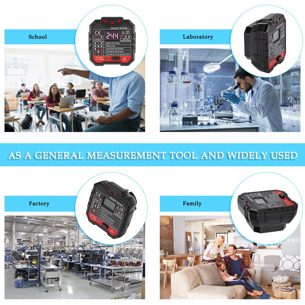 KKmoon KKM5 Digital Display Socket Detector Portable Circuit Polarity Voltage Tester Wall Plug Breaker Finder RCD Test