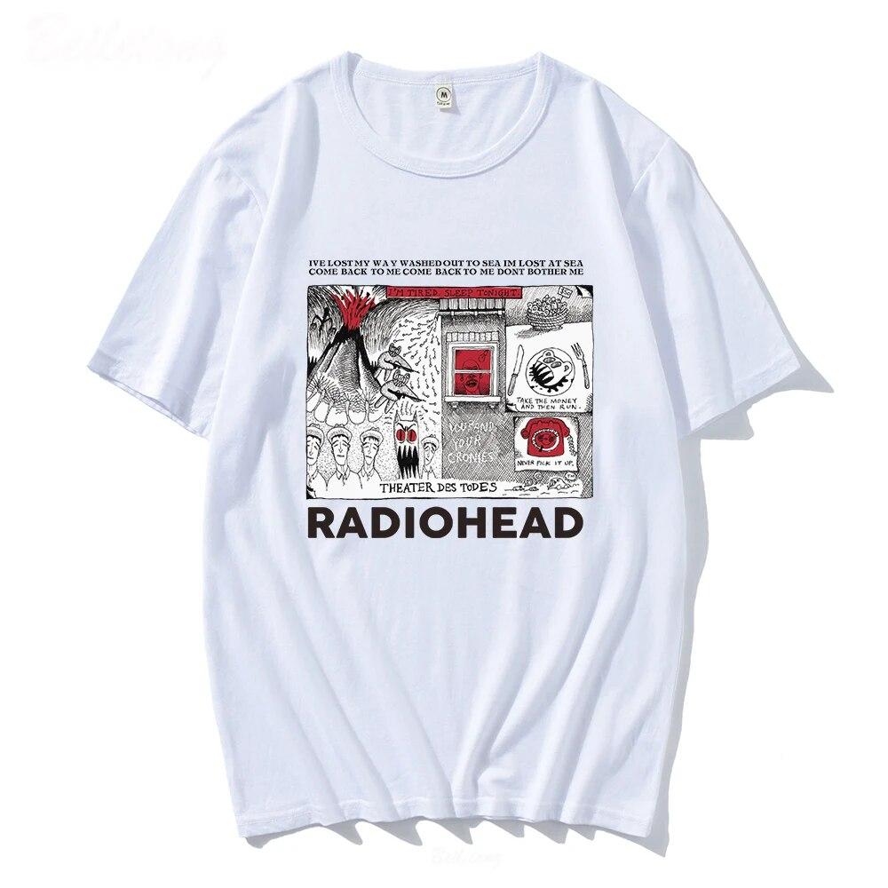 Футболка Radiohead, винтажные футболки в стиле хип-хоп, рок-группы, унисекс, для любителей музыки, с забавными принтами, унисекс, с коротким рукавом, 100% хлопок, футболки в стиле Харадзюку, футболка унисекс