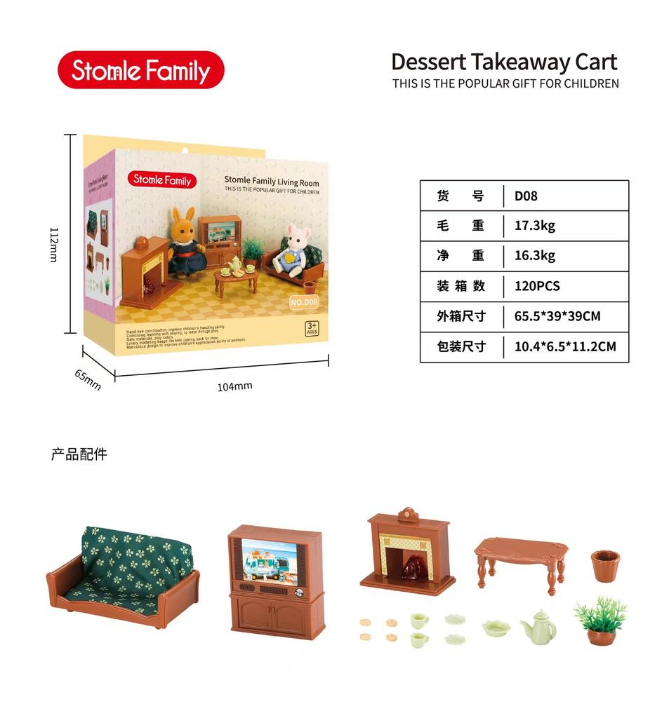 Forest Villa Set Toys Forest Animals Family Mini Furniture Model Living Room Bedroom Tv Refrigerator Ornament