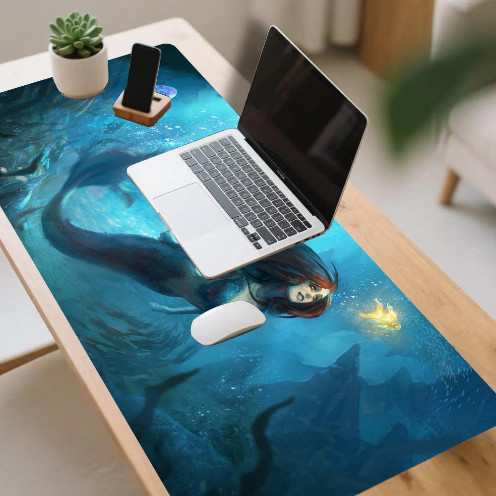 Mystical Red-Haired Mermaid in Enchanted Underwater Realm Mousepad Speed Gaming Mats Playmat Office Accessories Desk Mouse Pad