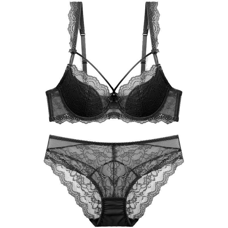 Европейский и американский сексуальный кружевной хлопковый комплект бюстгальтера - Удобный, Дышащий, С поддержкой, Женское нижнее белье больших размеров