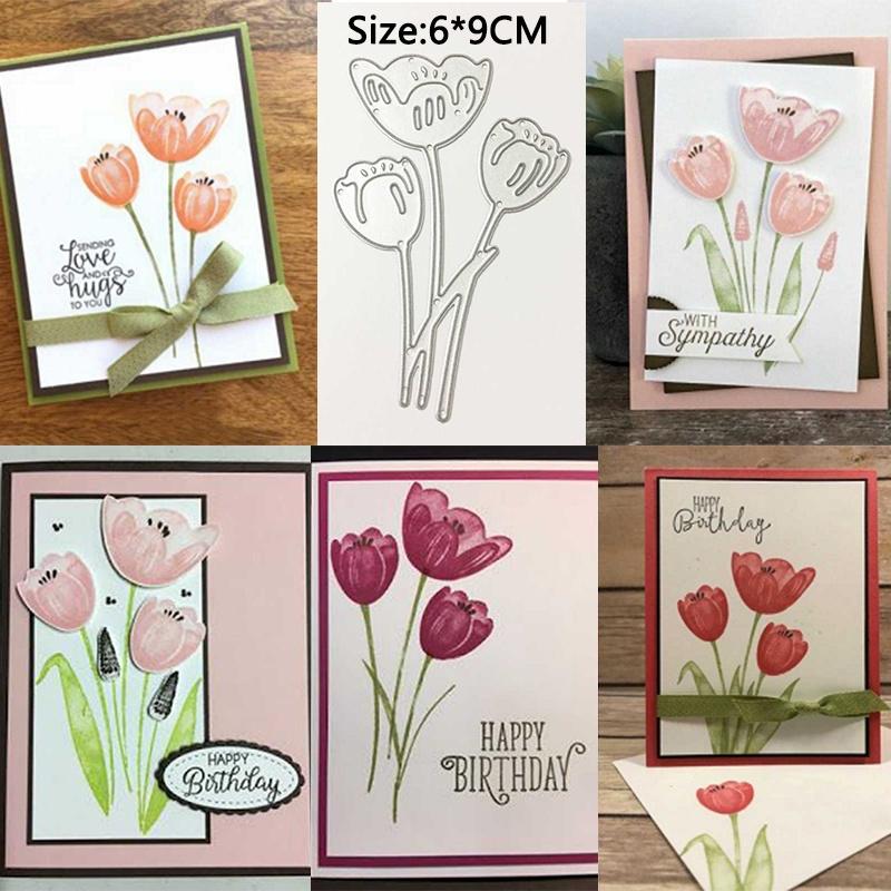 Металлические трафареты для резки тюльпанов для скрапбукинга, фотоальбома, декоративного тиснения