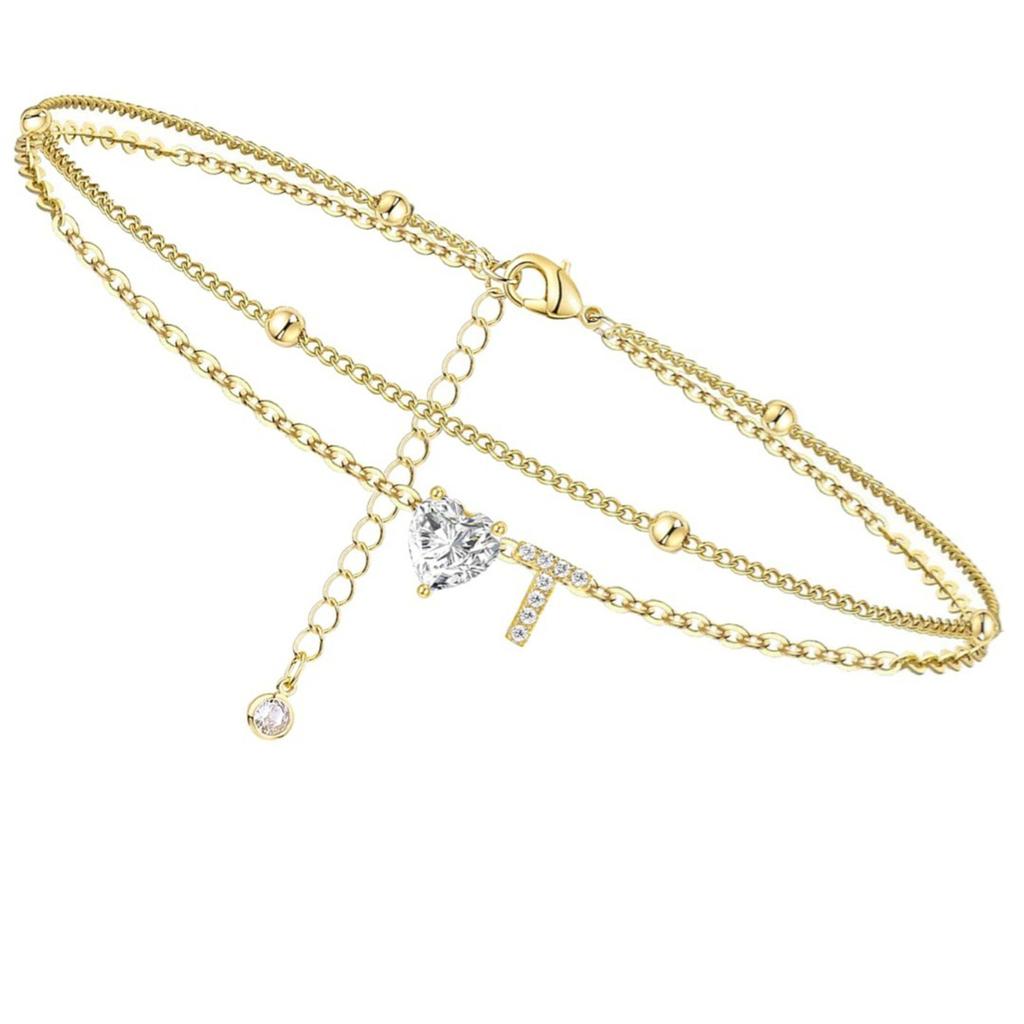 Инициал Сердце Ножной браслет Сердце Буква Ножной браслет Персонализированная монограмма Ножной браслет1 шт