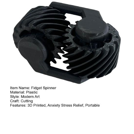 3D Printed Fidget Spinner Toy Anxiety Stress Relief Gear Spinner Sensory Toys Portable Travel Focus Enhancing Office Fidget Gear Toy