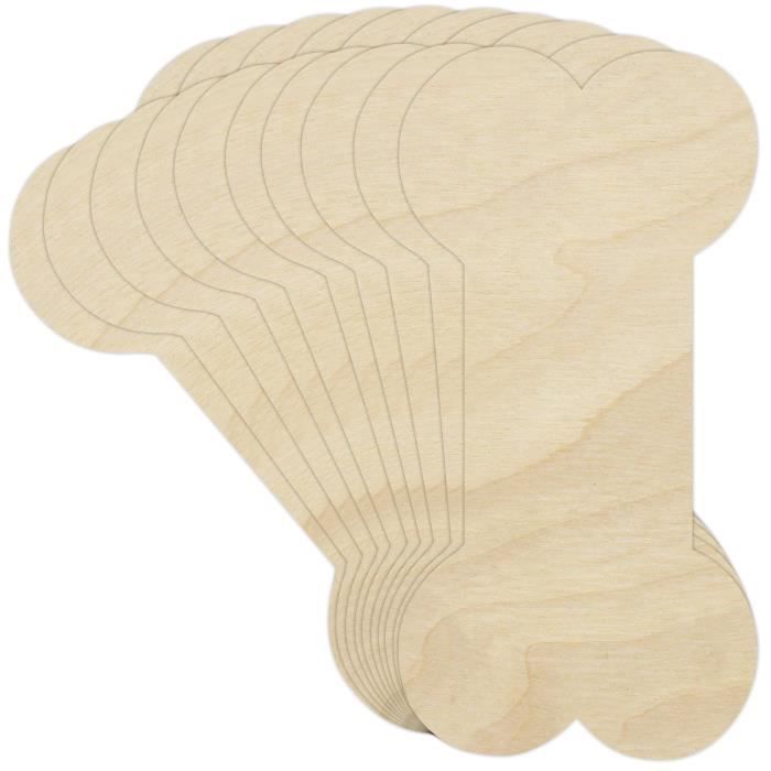 Formes à Décorer - Creative Deco - Grands Os de Chien - 15 x 7,5 cm - Bois Contreplaqué - Non Peints