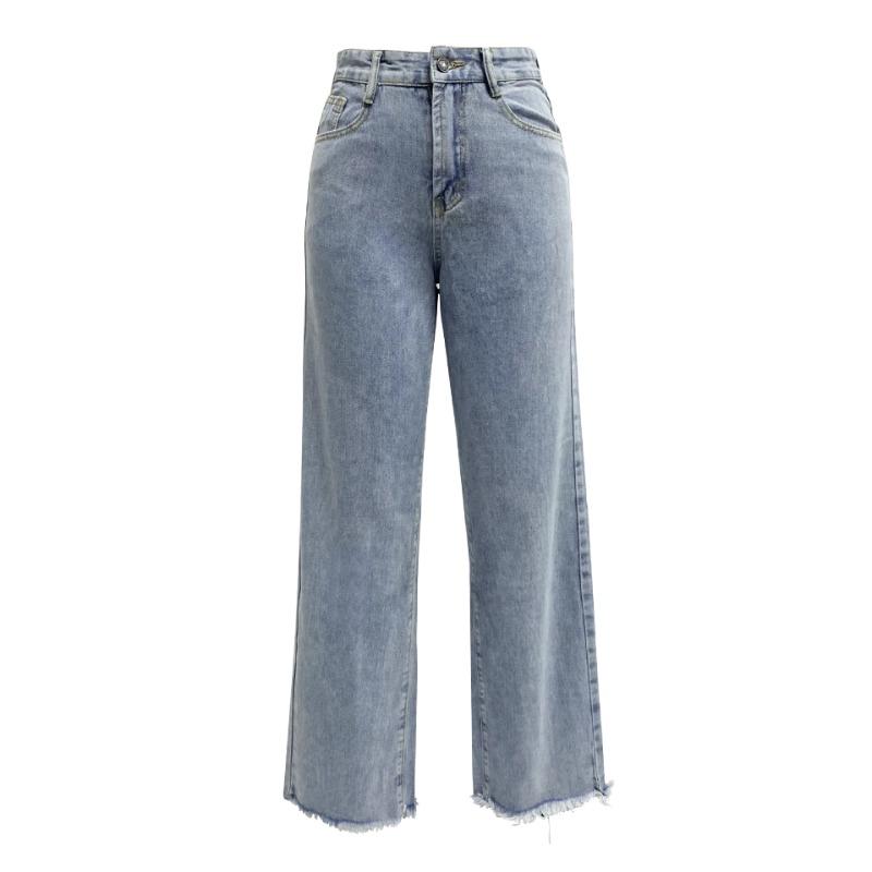 Летние женские джинсы Брюки Необычная бахрома Простые повседневные широкие брюки