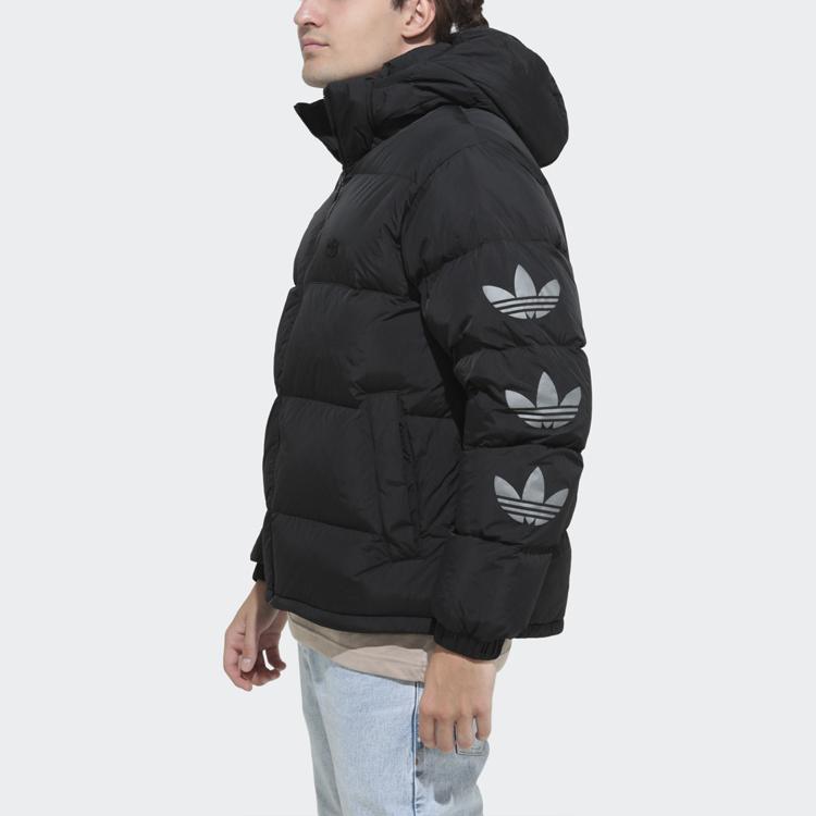 Adidas Оригинальная теплая стеганая спортивная повседневная куртка с трилистником, зимняя мужская верхняя одежда, черная GE1325