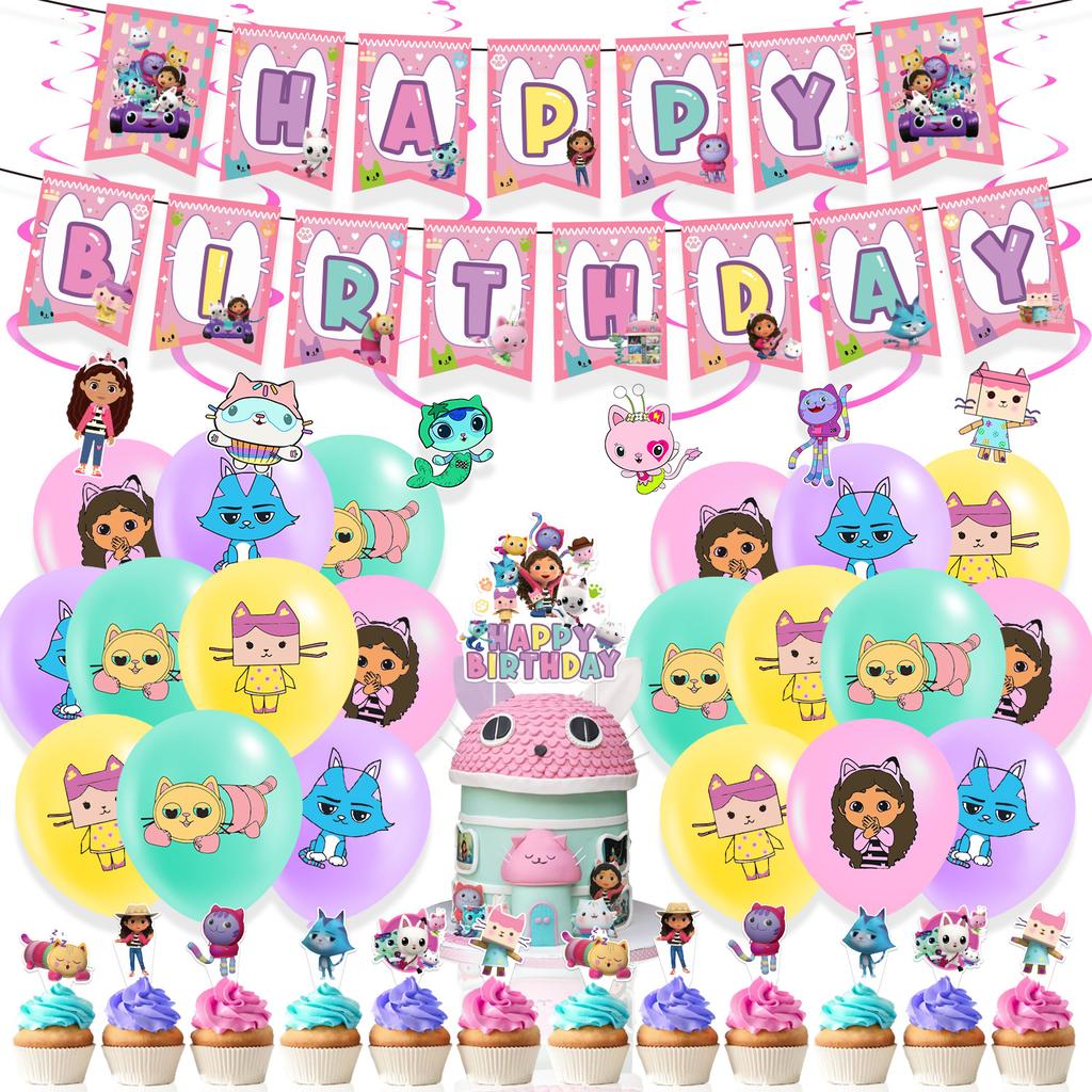 Gabby Dollhouse Birthday Party Favors Gabby Bracelets Stikers Cake Topper Balloons Classroom Rewards Party Pinata Fillers Gifts