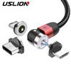 USLION 1M/2M Magnetic Micro USB Cable For Micro Charging Charge Magnet Charger USB Type C Cables