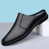 Fashion Hot Sale Men's Genuine Leather Muller Shoes Simple Loafers Breathable Half Drag Lightweight Slippers Business Office Lzy Shoes