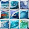 Blue Wave Pattern Cushion Cover Car Living Room Sofa Cushion Cover Luxury Home Decor Pillow Cover
