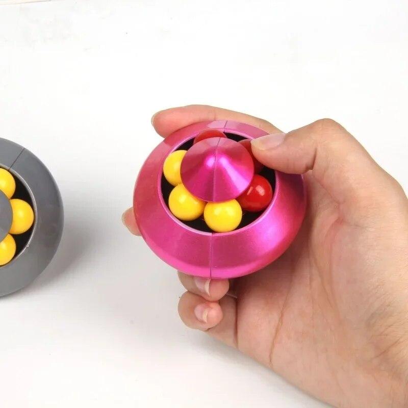 Вращающийся волшебный боб, кубик на кончиках пальцев, гироскоп, снятие стресса, вращение, головоломка из бисера, детская обучающая игра, мраморный трек, куб, верх